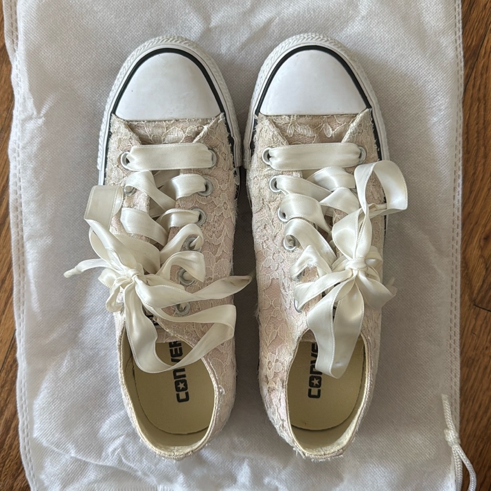 Ivory/Blush Lace Bridal Converse Sneakers